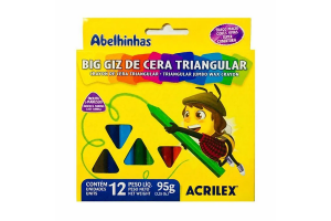 GIZ DE CERA BIG TRIANGULAR COM 12 CORES ACRILEX