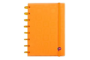 CADERNO POP DISC BUBBLE NEON GRANDE COR:LARANJA NEON