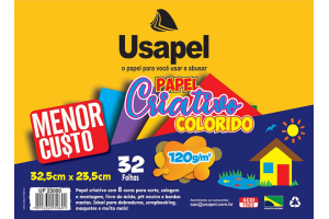 BLOCO USAPEL PAPEL CRIATIVO 8CORES 120G/M2 297X420MM (A3) 32FLS
