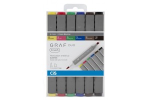 MARCADOR CIS GRAF DUO BRUSH COM 6 CORES BASICAS